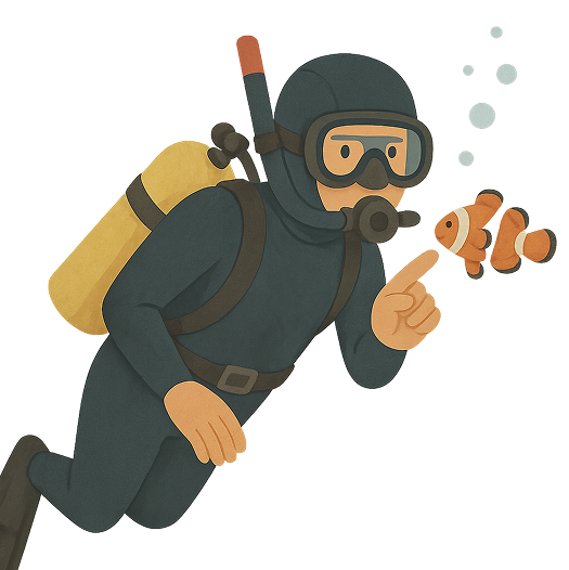 クマノミに触れているイラスト